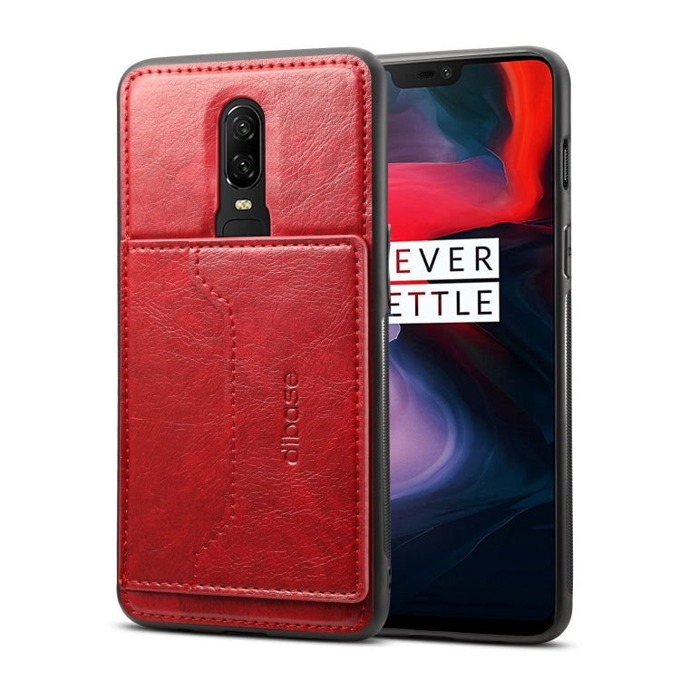 Dibase TPU + PC + PU Crazy Horse Texture Leather Case for OnePlus 6, with Holder & Card Slots