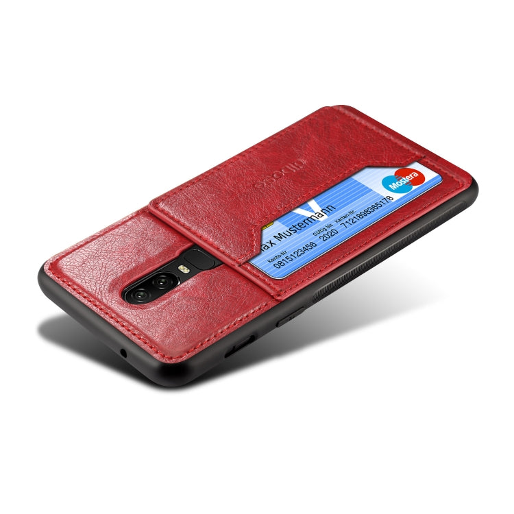 Dibase TPU + PC + PU Crazy Horse Texture Leather Case for OnePlus 6, with Holder & Card Slots