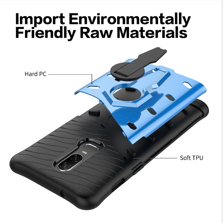PC + TPU Dropproof Sniper Hybrid Case for OnePlus 6, with 360 Degree Rotation Holder