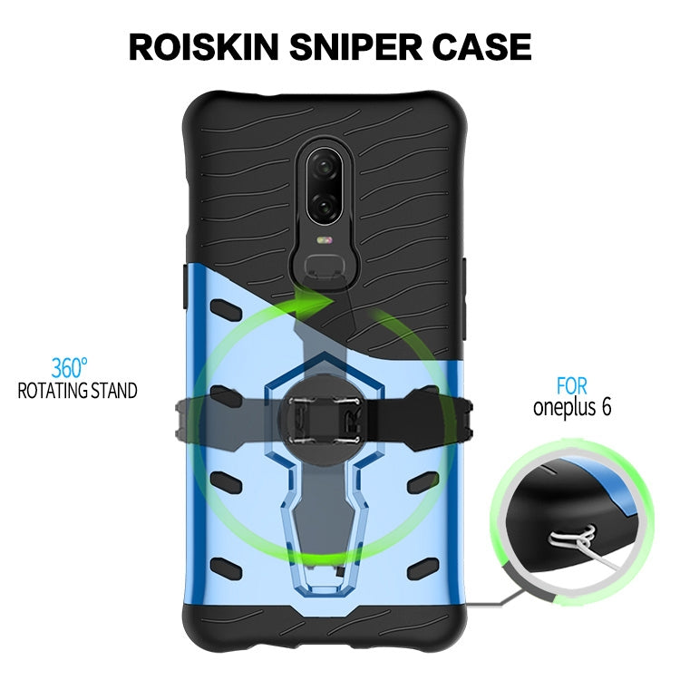 PC + TPU Dropproof Sniper Hybrid Case for OnePlus 6, with 360 Degree Rotation Holder