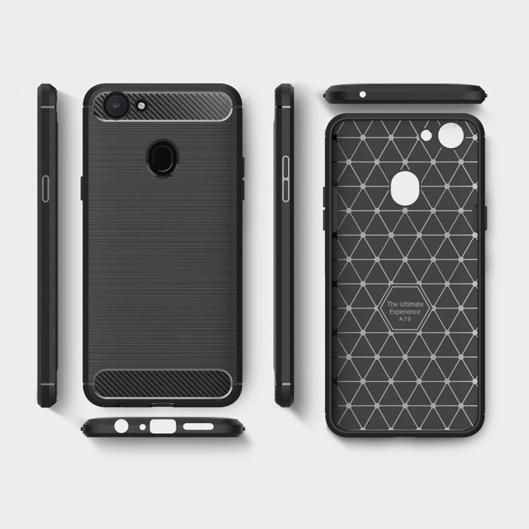 For OPPO  A79 Brushed Texture Carbon Fiber Shockproof TPU Rugged Armor Protective Case