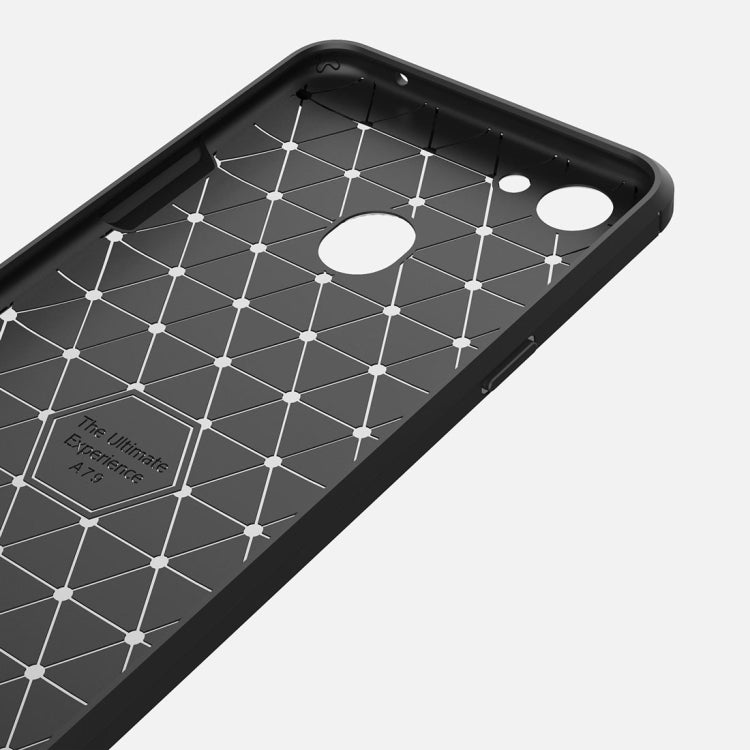 For OPPO  A79 Brushed Texture Carbon Fiber Shockproof TPU Rugged Armor Protective Case