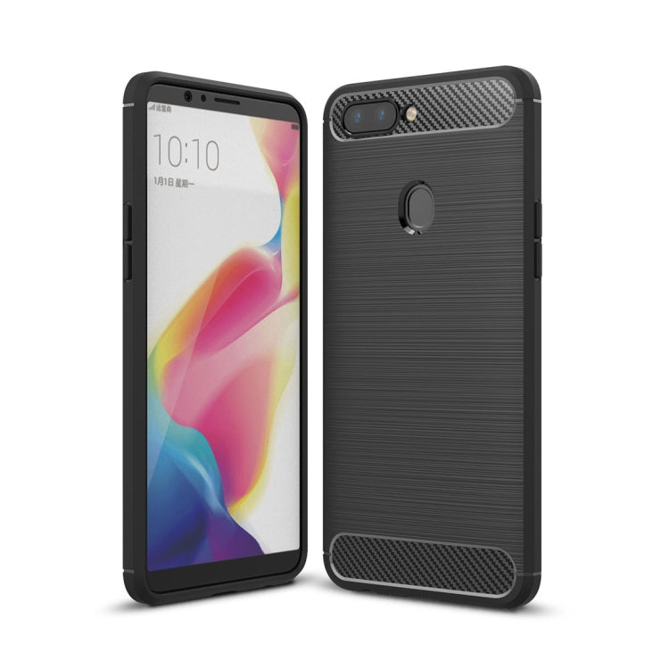 For OPPO  R11s Plus Brushed Texture Carbon Fiber Shockproof TPU Rugged Armor Protective Case