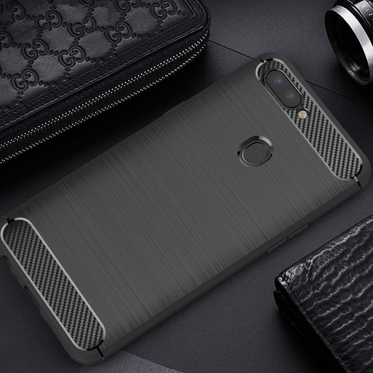 For OPPO  R11s Plus Brushed Texture Carbon Fiber Shockproof TPU Rugged Armor Protective Case