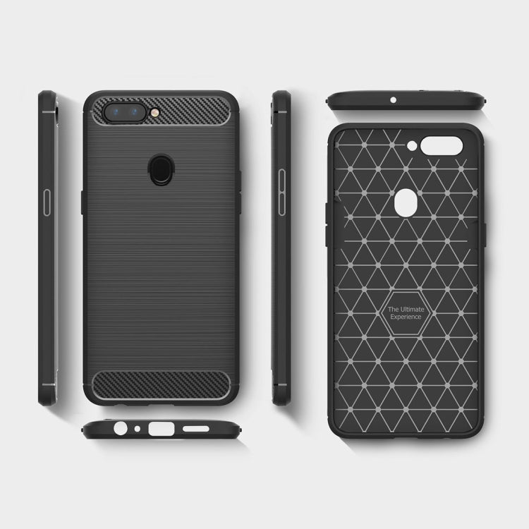 For OPPO  R11s Plus Brushed Texture Carbon Fiber Shockproof TPU Rugged Armor Protective Case