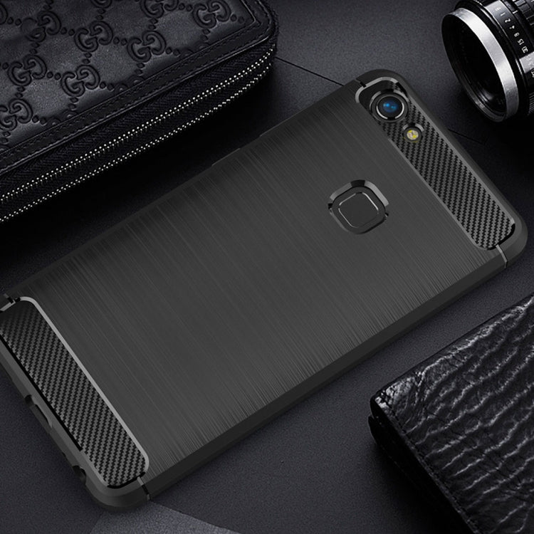 For Vivo  V7 Brushed Texture Carbon Fiber Shockproof TPU Rugged Armor Protective Case