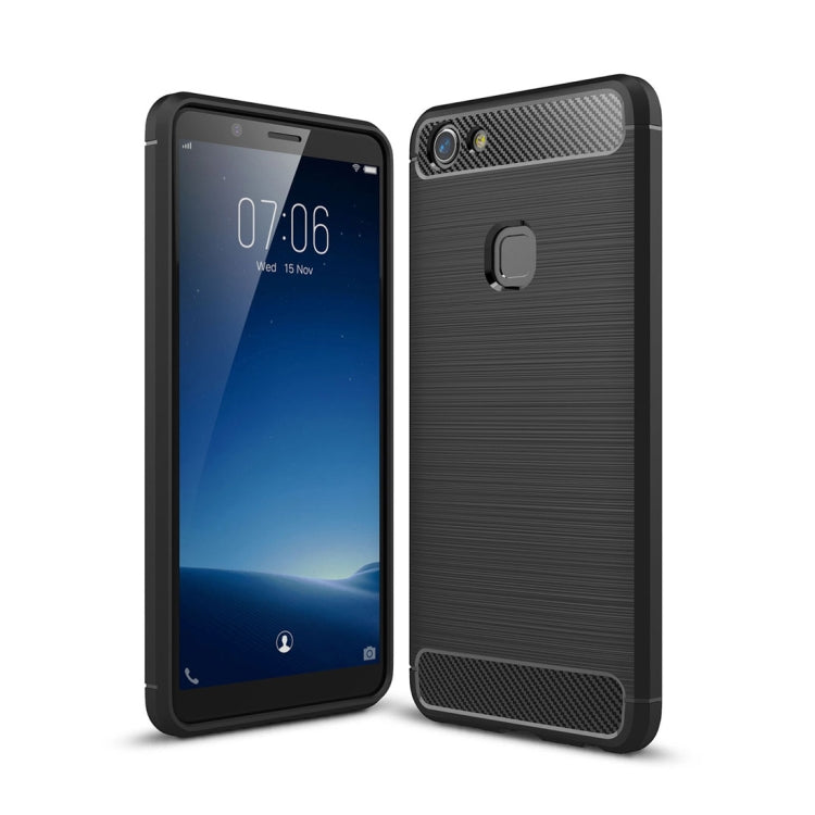 For Vivo  V7 Brushed Texture Carbon Fiber Shockproof TPU Rugged Armor Protective Case