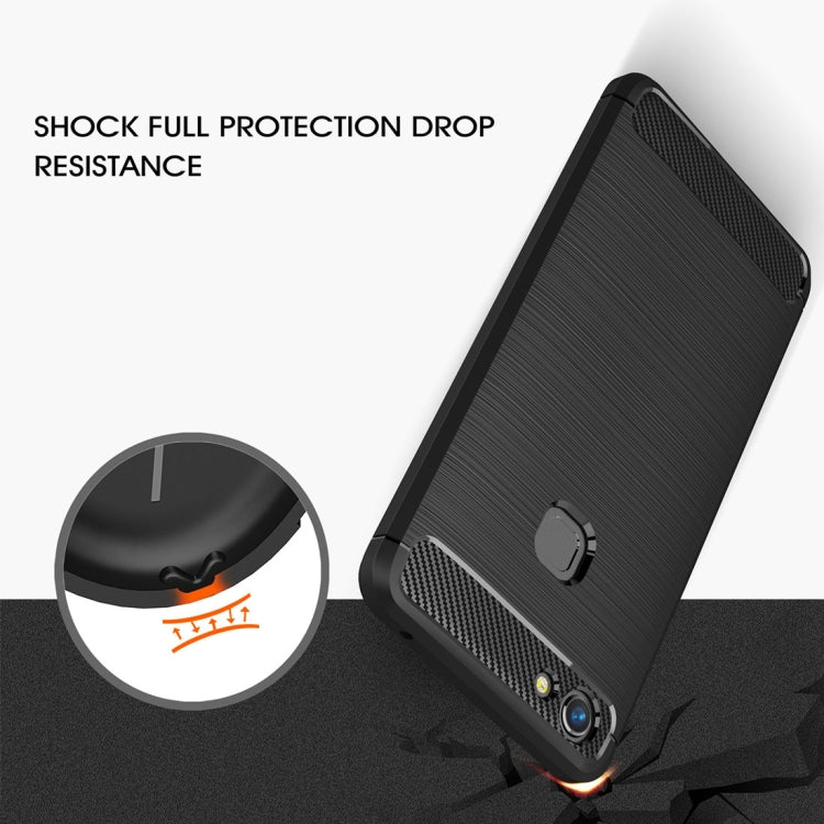For Vivo  V7 Brushed Texture Carbon Fiber Shockproof TPU Rugged Armor Protective Case