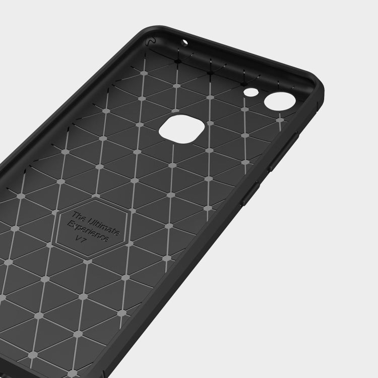 For Vivo  V7 Brushed Texture Carbon Fiber Shockproof TPU Rugged Armor Protective Case
