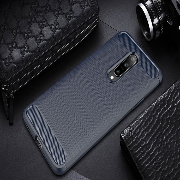 Brushed Texture Carbon Fiber Shockproof TPU Case for OnePlus 7