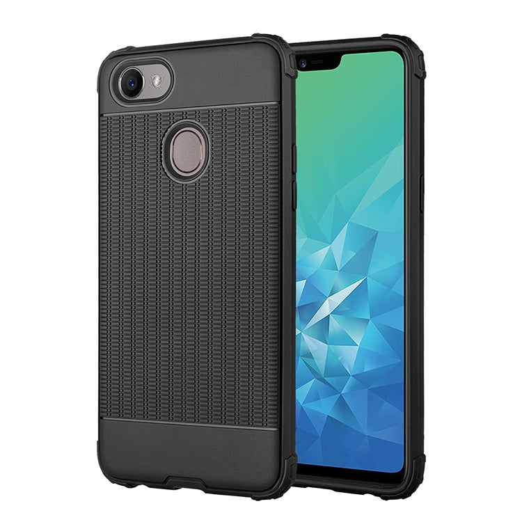Cube Texture Shockproof TPU Case for OPPO F9 (Black)