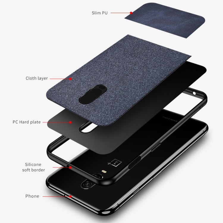 Shockproof Splicing PU + Cloth Protective Case for OnePlus 7