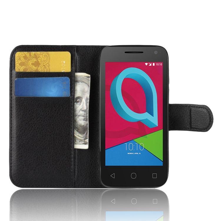Litchi Texture Horizontal Flip Leather Case for Alcatel U3 3G, with Wallet & Holder & Card Slots