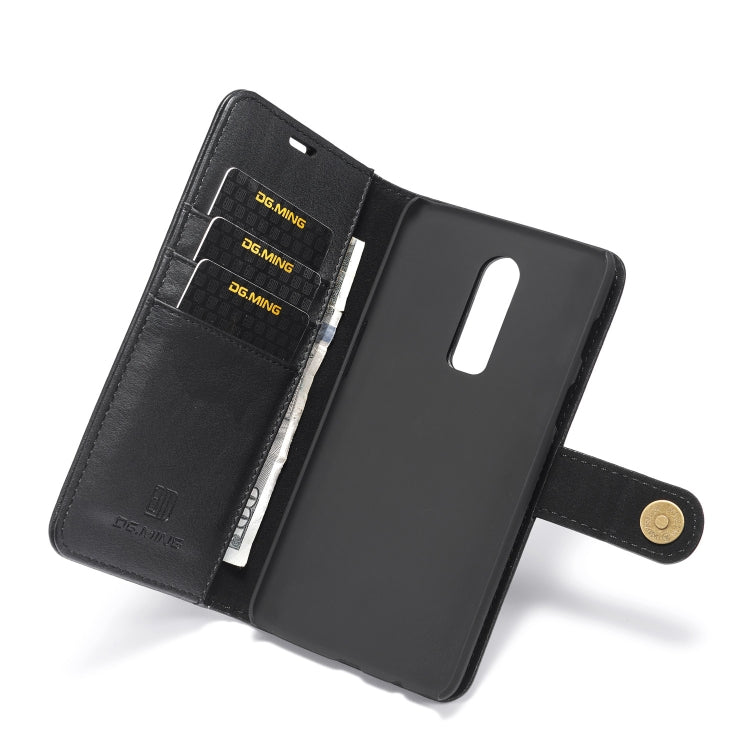 DG.MING Crazy Horse Texture Horizontal Flip Detachable Magnetic Case for OnePlus 6, with Holder & Card Slots & Wallet