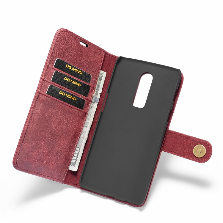 DG.MING Crazy Horse Texture Horizontal Flip Detachable Magnetic Case for OnePlus 6, with Holder & Card Slots & Wallet
