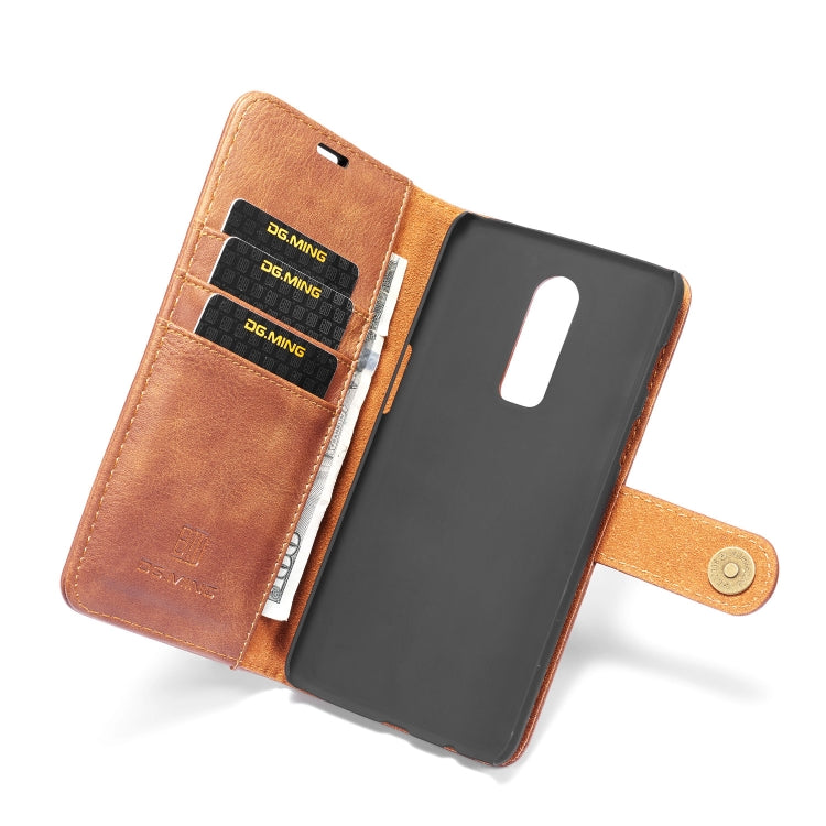 DG.MING Crazy Horse Texture Horizontal Flip Detachable Magnetic Case for OnePlus 6, with Holder & Card Slots & Wallet