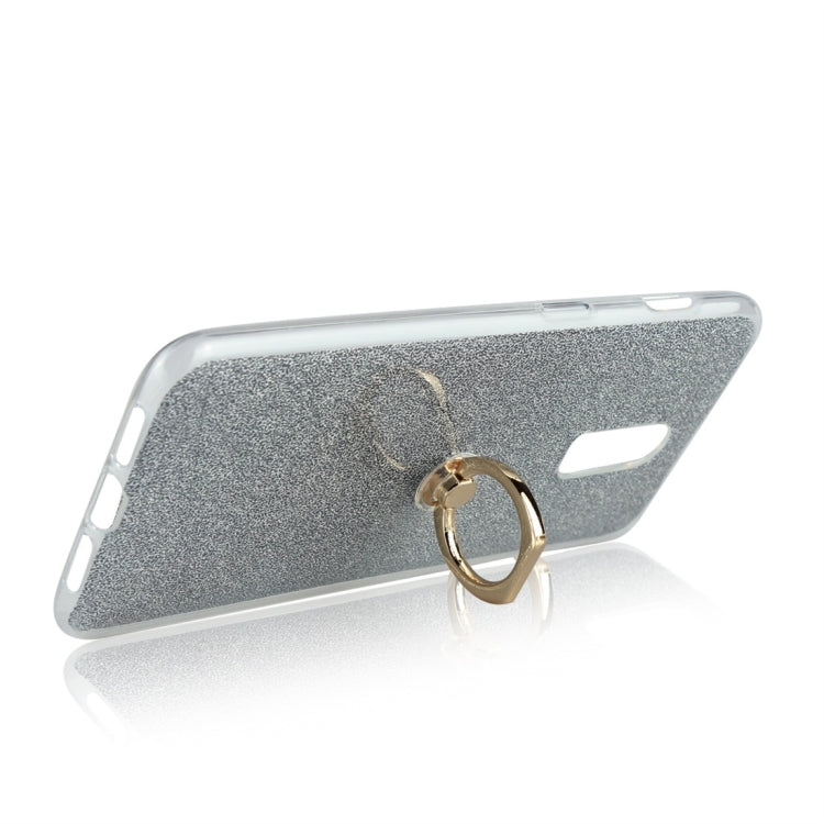 Glittery Powder Shockproof TPU Protective Case for OnePlus 6T, with 360 Degree Rotation Ring Holder