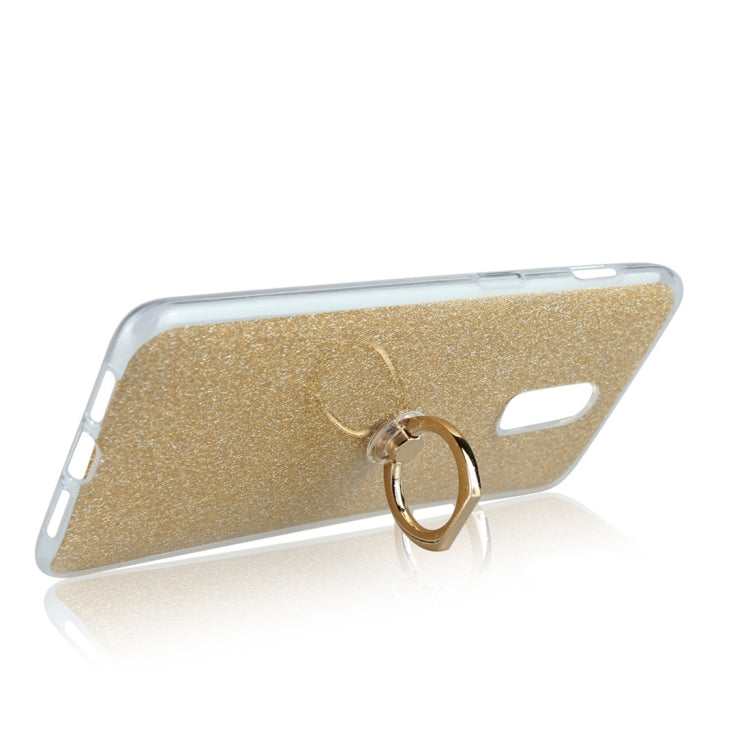 Glittery Powder Shockproof TPU Protective Case for OnePlus 6T, with 360 Degree Rotation Ring Holder