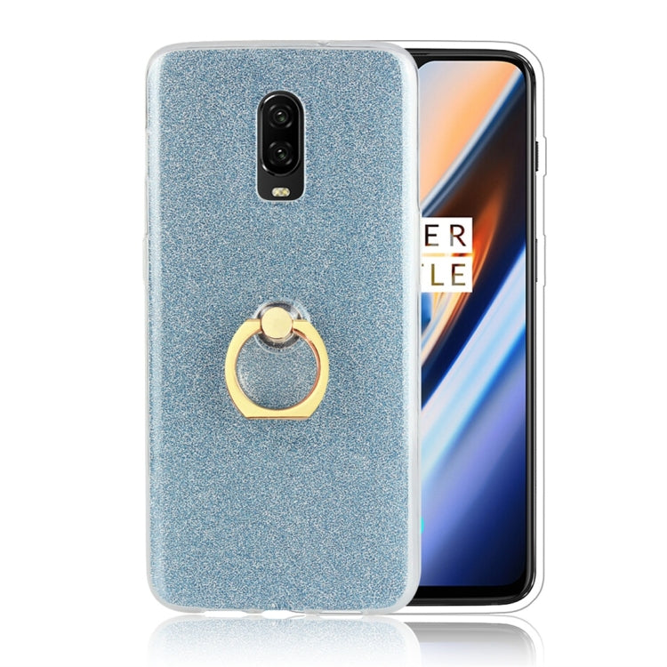 Glittery Powder Shockproof TPU Protective Case for OnePlus 6T, with 360 Degree Rotation Ring Holder