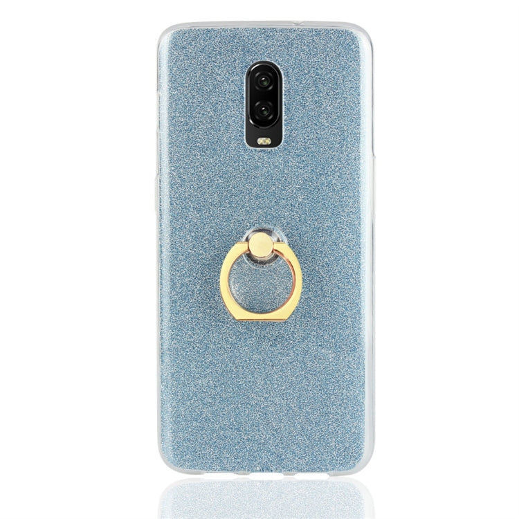 Glittery Powder Shockproof TPU Protective Case for OnePlus 6T, with 360 Degree Rotation Ring Holder