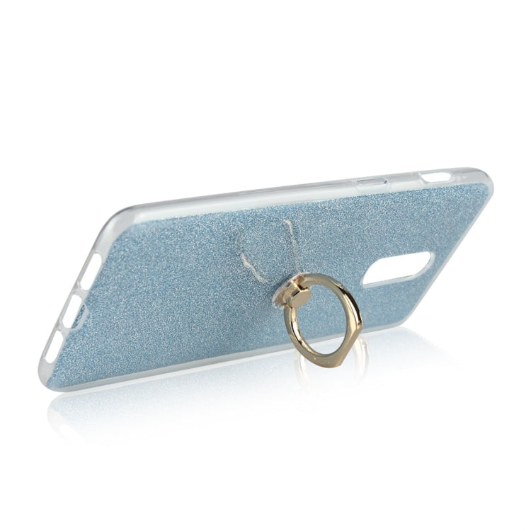 Glittery Powder Shockproof TPU Protective Case for OnePlus 6T, with 360 Degree Rotation Ring Holder