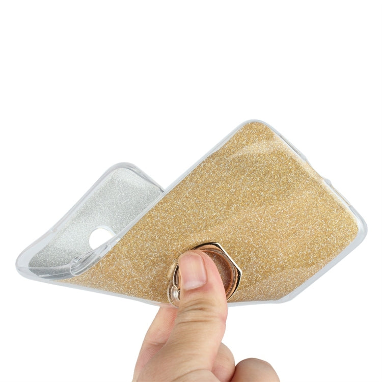 Glittery Powder Shockproof TPU Protective Case for OnePlus 6T, with 360 Degree Rotation Ring Holder