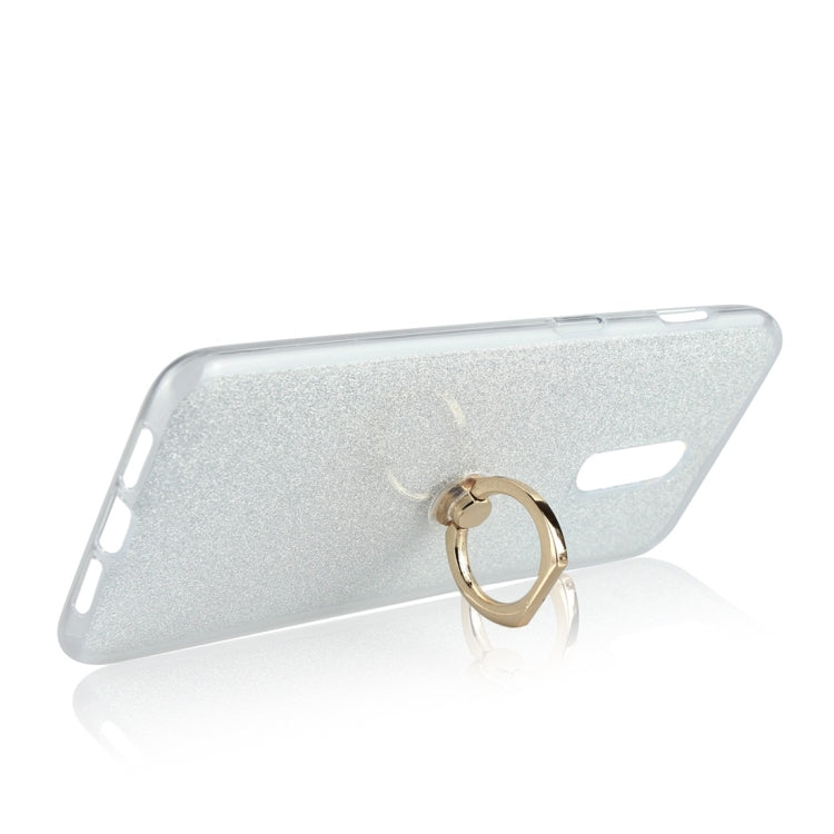 Glittery Powder Shockproof TPU Protective Case for OnePlus 6T, with 360 Degree Rotation Ring Holder