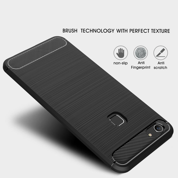 Brushed Texture Carbon Fiber Shockproof TPU Case for Vivo Y83 (Fingerprint Version)