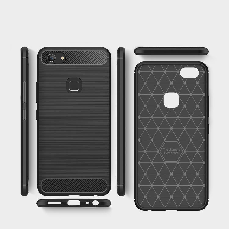 Brushed Texture Carbon Fiber Shockproof TPU Case for Vivo Y83 (Fingerprint Version)