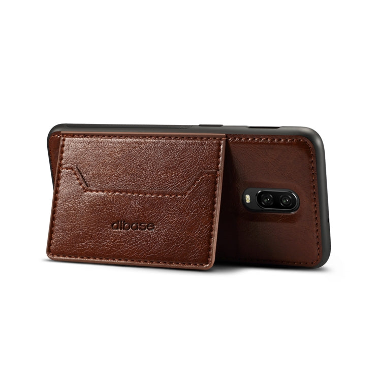 Dibase TPU + PC + PU Crazy Horse Texture Protective Case for OnePlus 6T, with Holder & Card Slots