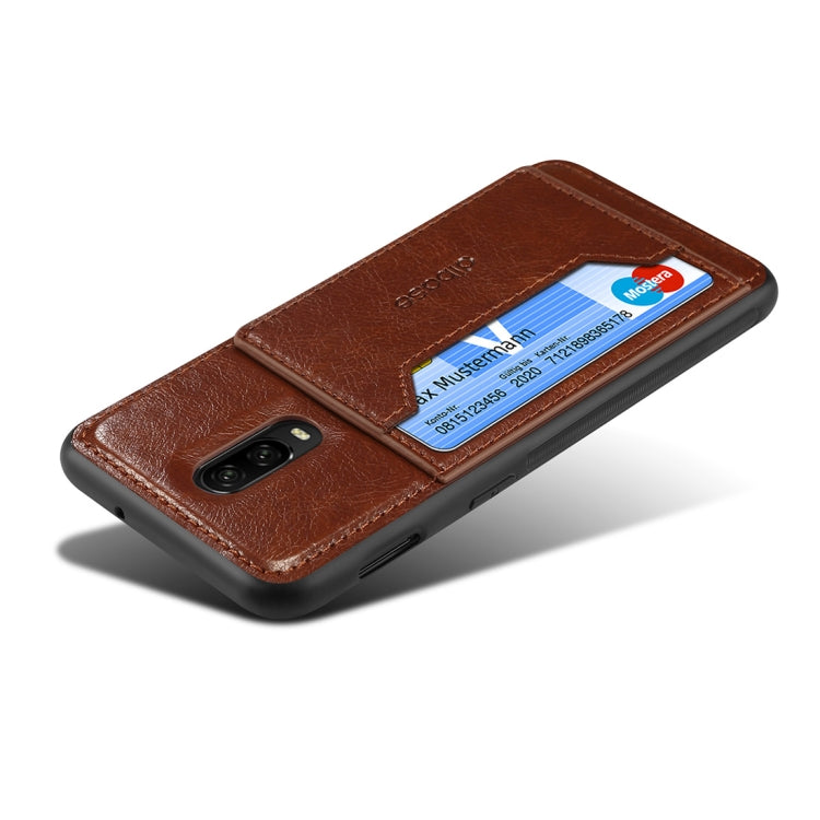 Dibase TPU + PC + PU Crazy Horse Texture Protective Case for OnePlus 6T, with Holder & Card Slots