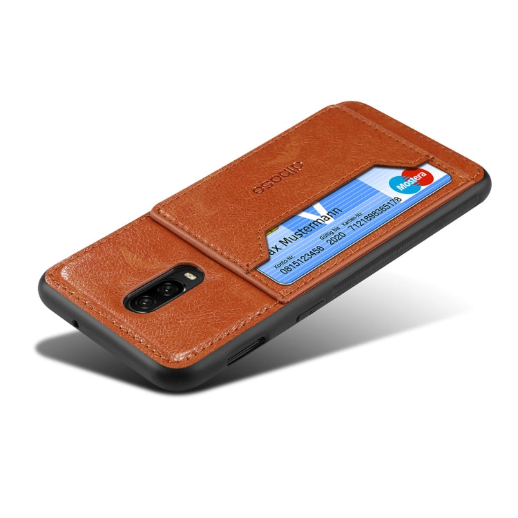 Dibase TPU + PC + PU Crazy Horse Texture Protective Case for OnePlus 6T, with Holder & Card Slots