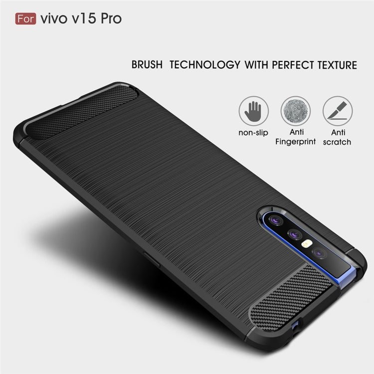 Brushed Texture Carbon Fiber Shockproof TPU Case for VIVO V15 Pro(Red)