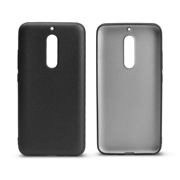 OCUBE for UMIDIGI S2 (MPH1936) Litchi Texture Solid Color Metal Paint TPU Protective Back Cover(Black)
