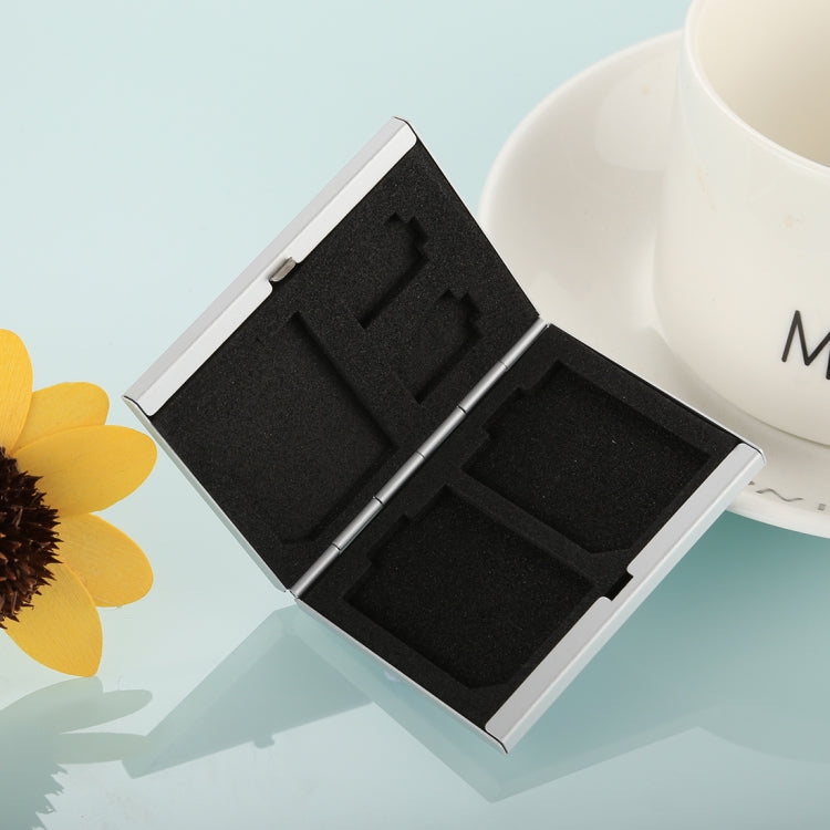 5 in 1 Memory Card Aluminum Alloy Protective Case Box for 3 SD + 2 TF Cards(Silver)