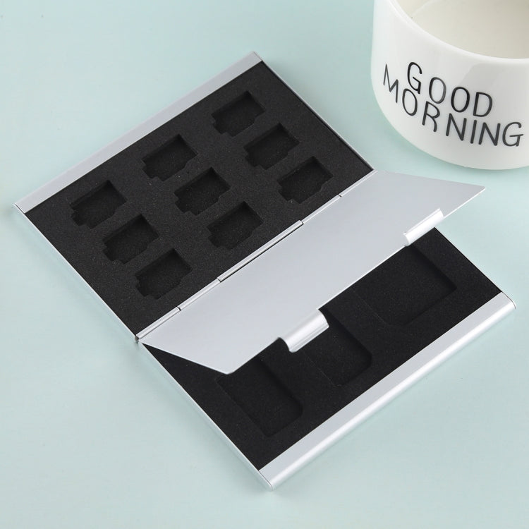 14 in 1 Memory Card Aluminum Alloy Protective Case Box for SD + 11 TF + 2 Mini SD Cards