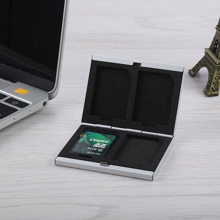 4 in 1 Memory Card Aluminum Alloy Protective Case Box for 4 SD Cards(Silver)