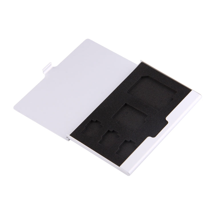 5 in 1 Memory Card Aluminum Alloy Protective Case Box for SD + 3 TF + Mini SD Cards(Silver)