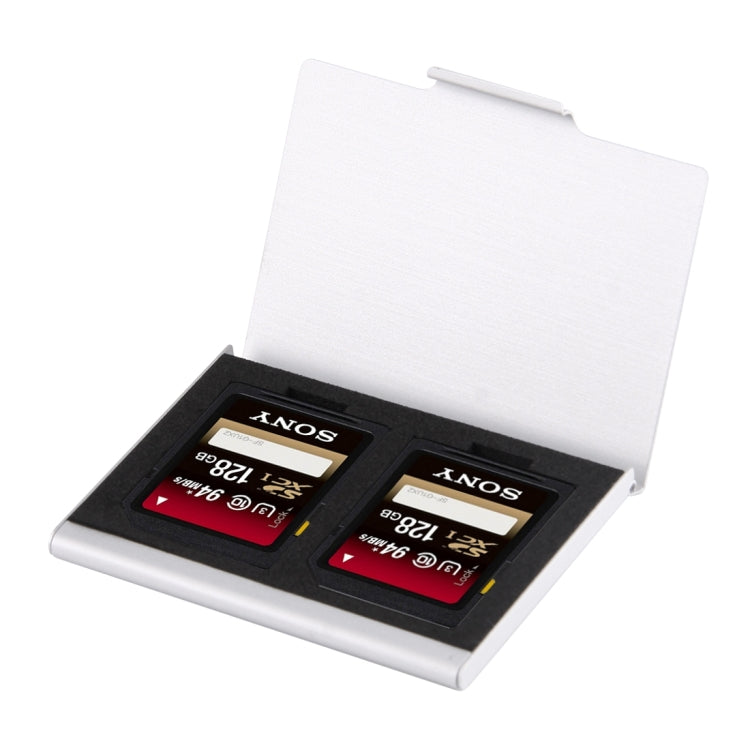 2 in 1 Memory Card Aluminum Alloy Protective Case Box for 2 SD Cards(Silver)
