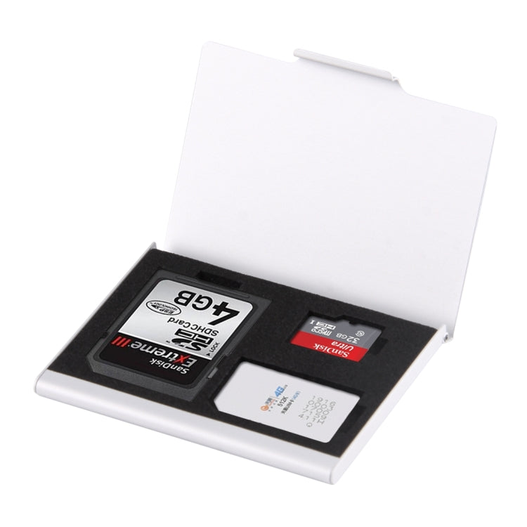 3 in 1 Memory Card Aluminum Alloy Protective Case Box for SD + TF + SIM Cards(Silver)