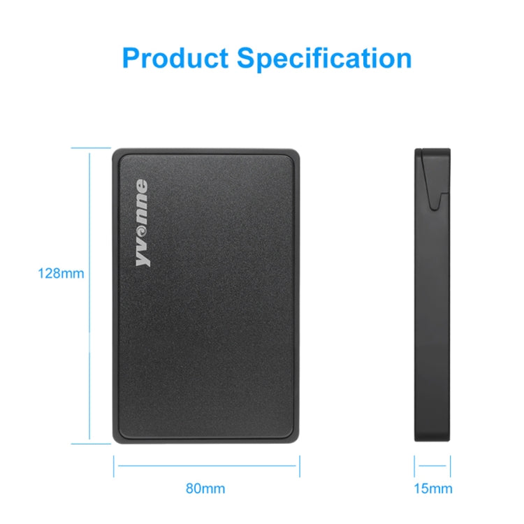 Yvonne HD213 2.5 inch USB 3.0 Mobile Hard Disk Box Mechanical SSD Solid State Enclosure (Black)