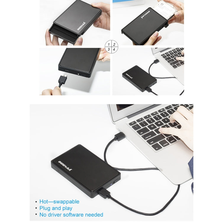 Yvonne HS215 2.5 inch USB 3.0 Mobile Hard Disk Box Mechanical SSD Solid State Enclosure (Black)