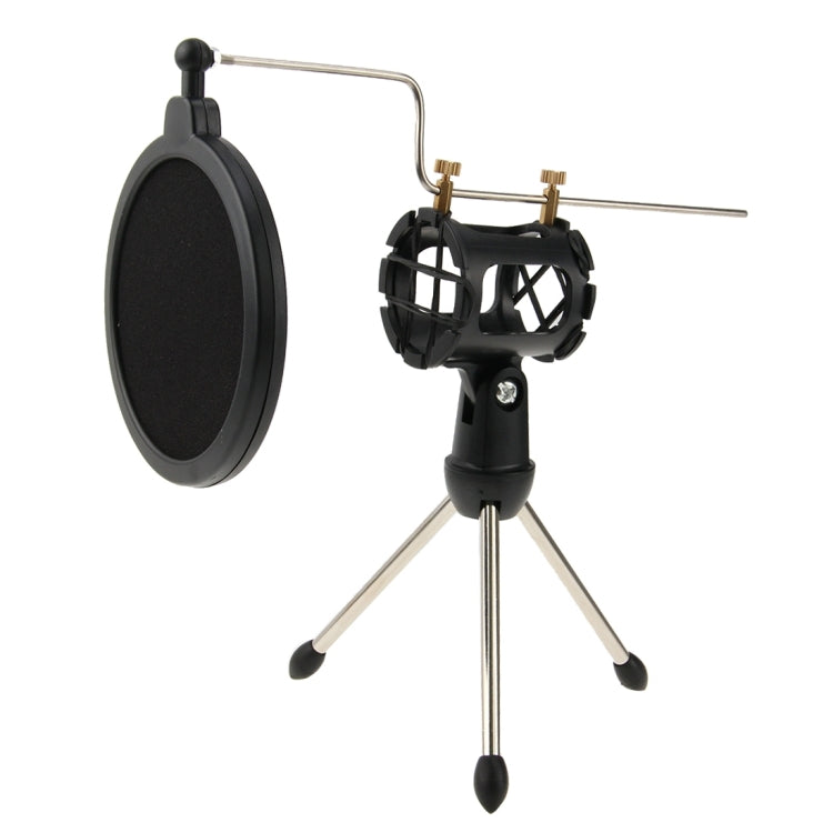 Universal Adjustable Desktop Mini Microphone Tripod Stand with Windscreen Cover for Diameter 21-35cm Microphone