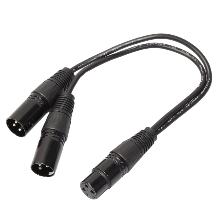 30cm 3 Pin XLR Female to Dual XLR Male Y Splitter Audio Cord Cable (Black)