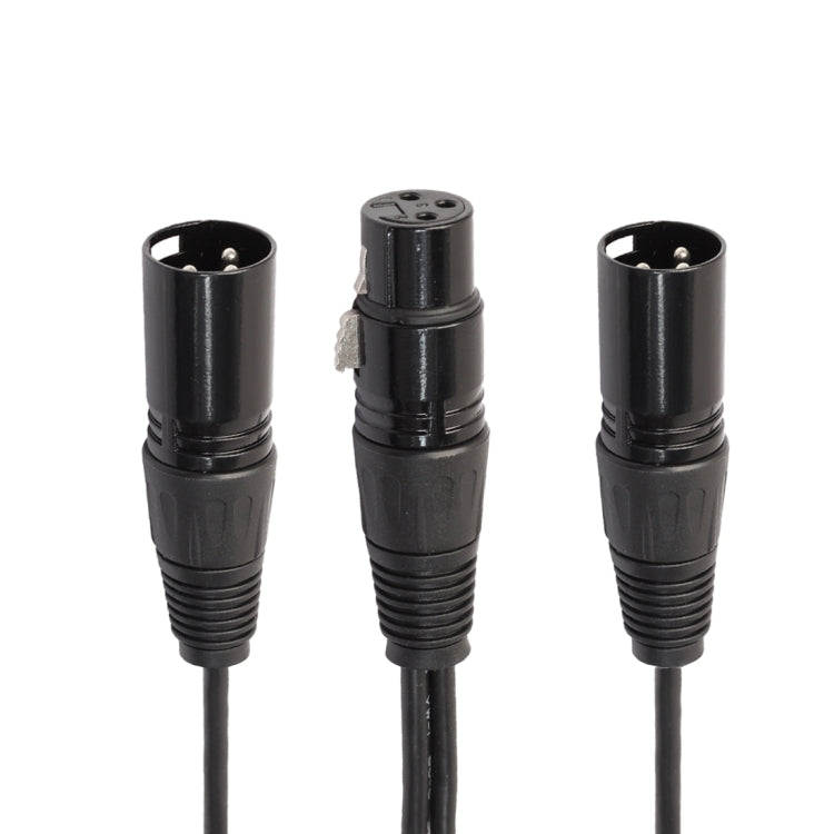 30cm 3 Pin XLR Female to Dual XLR Male Y Splitter Audio Cord Cable (Black)