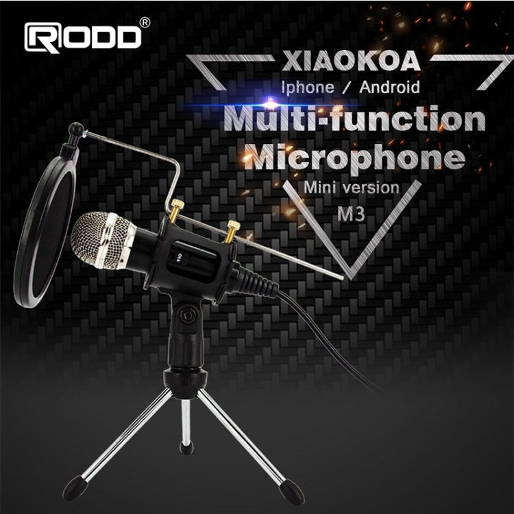 RODD A1 Sound Recording Condenser Microphone with Tripod Holder, Compatible with iOS and Android Phones / PC for Live Broadcast Show, KTV, etc.(Black)