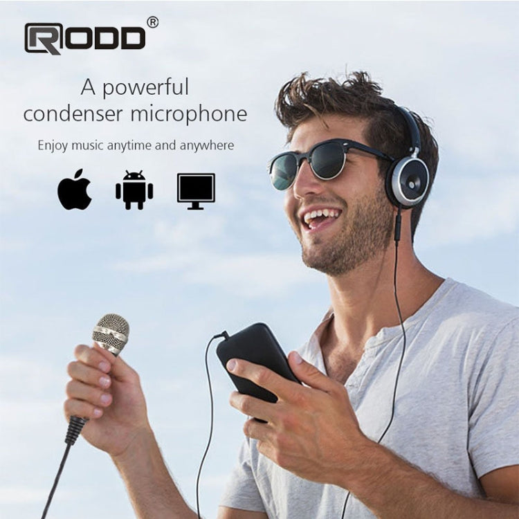RODD A1 Sound Recording Condenser Microphone with Tripod Holder, Compatible with iOS and Android Phones / PC for Live Broadcast Show, KTV, etc.(Black)