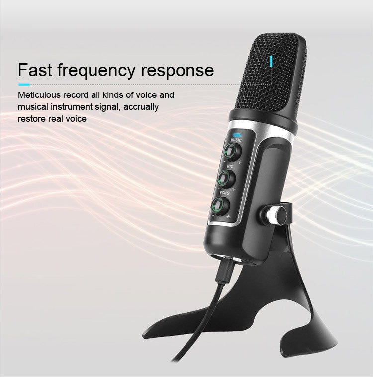RODD Warrior USB ECHO Sound Recording Condenser Microphone with Holder, Compatible with PC / Mac for Live Broadcast Show, KTV, etc.(Blue)