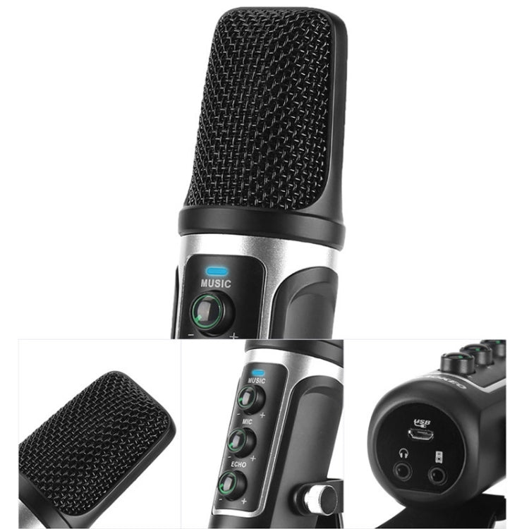 RODD Warrior USB ECHO Sound Recording Condenser Microphone with Holder, Compatible with PC / Mac for Live Broadcast Show, KTV, etc.(Blue)