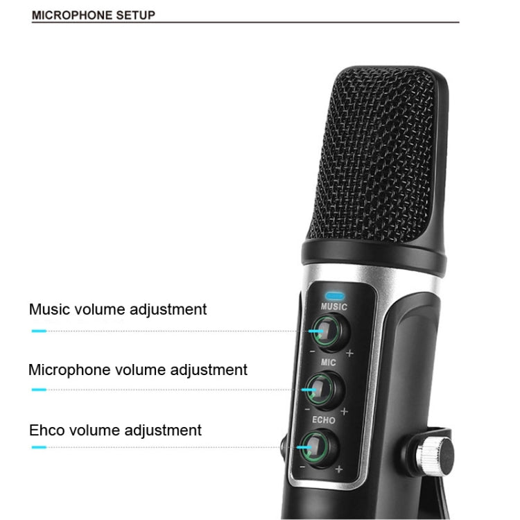 RODD Warrior USB ECHO Sound Recording Condenser Microphone with Holder, Compatible with PC / Mac for Live Broadcast Show, KTV, etc.(Blue)